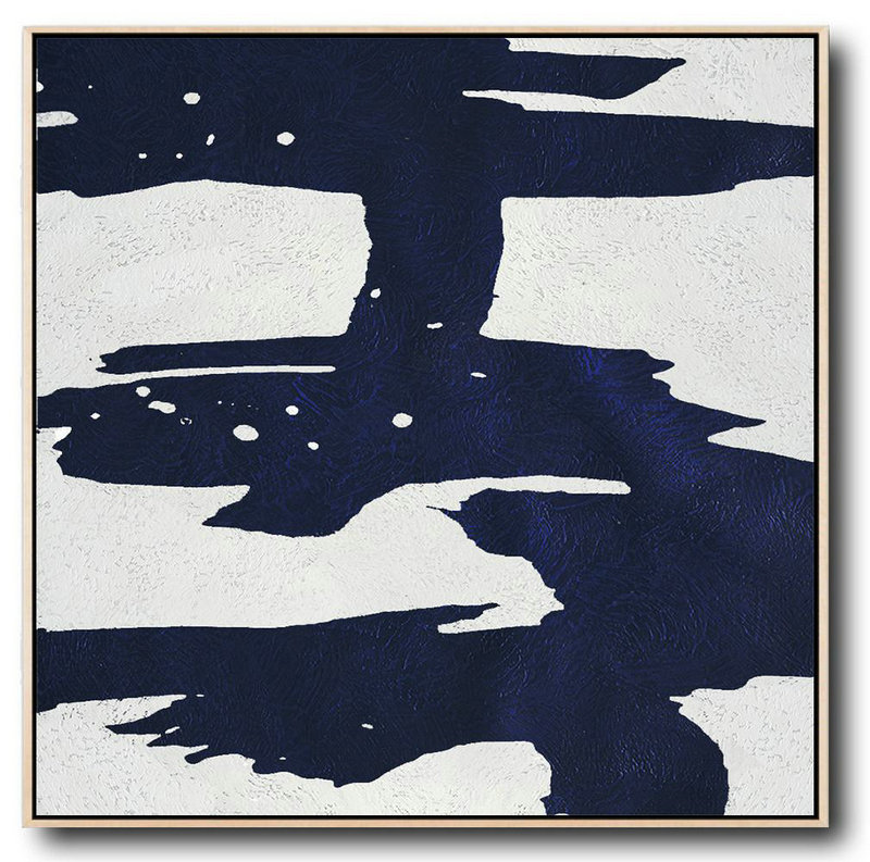 Minimalist Navy Blue And White Painting,Home Decor Canvas #V9F9